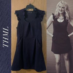 THML Navy Ruffle Neck Pocket Dress
